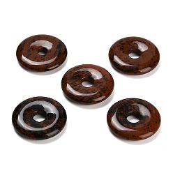 Красный Обсидиан Натурального красного дерева обсидиана подвески, подвески в виде пончиков/пи-дисков, 30x6.5 мм, отверстие : 7.5 мм