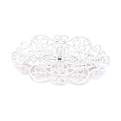 Серебро Аксессуары для латунных заколок для волос, с железной французской заколкой для волос, цветок, серебряные, 56x28x10 мм