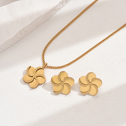 Настоящее золото 18K Элегантный винтажный 201 комплект ожерелий с подвеской-цветком из нержавеющей стали для женщин, реальный 18 k позолоченный, показать на картинке