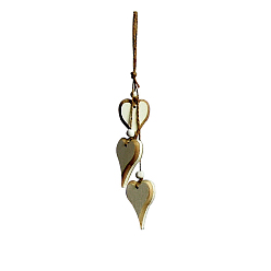 Blanched Almond Wooden Pendant Decorations, Heart Hanging Ornament, Blanched Almond, 260x40mm
