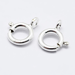Silver 925 Sterling Silver Spring Ring Clasps, Ring, with 925 Stamp, Silver, 7x6x1mm, Hole: 1.5mm