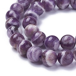 Amethyst Natural Chevron Amethyst Beads Strands, Round, 10mm, Hole: 1mm, about 38pcs/strand, 14.9 inch(38cm)
