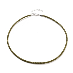 Цвет Оливы Изготовление плетеных круглых браслетов из искусственной кожи, с застежками-карабами из нержавеющей стали цветового тона из нержавеющей стали, оливковый, 17-1/8 дюйм (43.6 см)