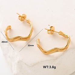 Золотой Серьги-гвоздики из нержавеющей стали в форме буквы С, золотые, 22x20 мм