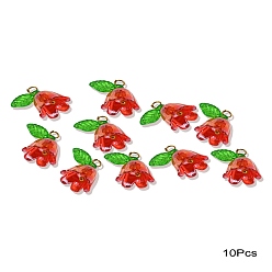 (123L) Белый крем непрозрачный блеск Акриловые кулон, с латунной фурнитурой , огнеупорный кирпич, 13 мм, отверстие : 2 мм