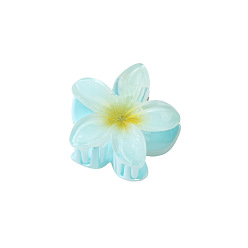 Sky Blue Flower Shape Plastic Claw Hair Clips, Hair Accessories for Women Girl, Sky Blue, 40mm