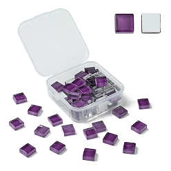 Фиолетовый 60 шт. Прозрачные стеклянные кабошоны, квадратный, фиолетовые, 9.8x9.8x4 мм