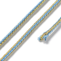 Light Sky Blue 14M Duotone Polyester Braided Cord, Round, Light Sky Blue, 2.5mm, about 15.31 Yards(14m)/Roll