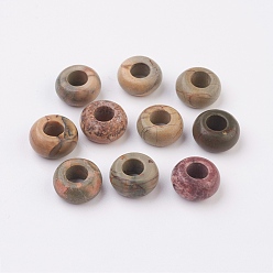 Picasso Jasper Natural Polychrome Jasper/Picasso Stone/Picasso Jasper European Beads, Large Hole Beads, Rondelle, 12x6mm, Hole: 5mm