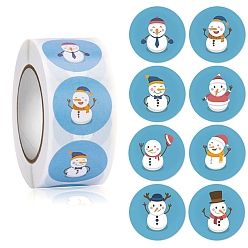 Deep Sky Blue 8 Patterns Christmas Theme Round Dot Paper Adhesive Decorative Stickers Roll Tape, for Card-Making, Scrapbooking, Diary, Planner, Envelope & Notebooks, Deep Sky Blue, 25mm, 500pcs/roll