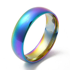 Rainbow Color Ion Plating(IP) 304 Stainless Steel Flat Plain Band Rings, Rainbow Color, Size 8, Inner Diameter: 18mm, 6mm