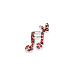 Siam Platinum Alloy Rhinestone Brooches, Musical Note & Butterfly Pins, Siam, 18x20mm