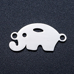 Stainless Steel Color 201 Stainless Steel Stamping Blank Links connectors, Elephant, Stainless Steel Color, 9x18.5x1mm, Hole: 1.5mm