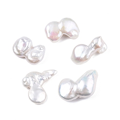White Baroque Natural Baroque Pearl Beads, Freshwater Pearl Beads, No Hole, Nuggets, White, 24.5~25.5x15~19x5~10mm