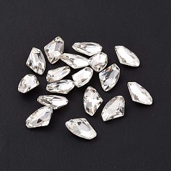 Crystal Glass Rhinestone Cabochons, Pointed Back & Silver Back Plated, Axe, Crystal, 10x6x3mm