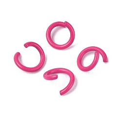 Rose Foncé Anneaux ouverts en fer peint à la bombe, rose foncé, Jauge 18, 8.5x1mm, diamètre intérieur: 5.5 mm, environ5050 pcs / 1000 g