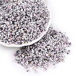 Светло-серый Двухцветные стеклянные бусины с запекаемой краской, круглое отверстие, арахис, светло-серый, 4.5x2.5x2.5 мм, отверстие : 1 мм, Около 4500 шт / фунт