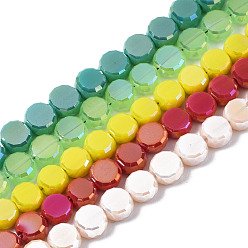 Mixed Color Electroplate Glass Beads Strands, AB Color Plated, Faceted, Flat Round, Mixed Color, 5.5x6x3.5mm, Hole: 1.2mm, about 98~100pcs/strand, 19.84~21.65 inch(50.4cm~55cm)