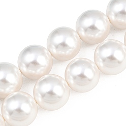 Белый Оболочки нити шарик перлы, круглые, белые, 20 мм, отверстие : 1.2 мм, около 20 шт / нитка