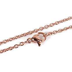 Розовое Золото 304 из нержавеющей стали кабель цепи ожерелье решений, с карабин-лобстерами , ионное покрытие (ip), розовое золото , 17.7 дюйм (45 см), застежки: 7x10 мм