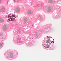 Pearl Pink Cubic Zirconia Cabochons, Grade A, Faceted, Diamond, Pearl Pink, 10x5.5mm