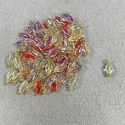 Mixed Color 100Pcs Acrylic Pendants, with Iron Findings, Bicone, Golden, Mixed Color, 20.1mm, Hole: 2.1mm