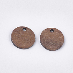 Camel Walnut Wood Pendants, Flat Round, Camel, 15.5x2~3mm, Hole: 2mm
