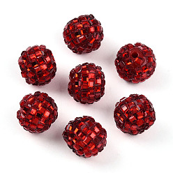 (123L) Белый крем непрозрачный блеск Акриловые стразы бусины, круглая с квадратным стразом, блестящие бусины для изготовления украшений своими руками, ручки и поделки из бисера, огнеупорный кирпич, 16~16.5 мм, отверстие : 2.5 мм