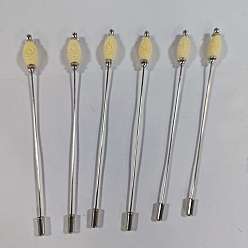 Лимонный шифон 6 шт. бусины-бочонки из смолы с латунными брошами, платина, лимонный шифон, 125 мм