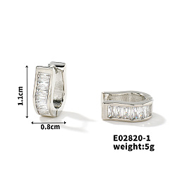 Платина Изысканные серьги-кольца унисекс U-образной формы из латуни с кубическим цирконием, модные, легкие, роскошные, платина, 11x8 мм