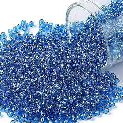 (2206) Silver Lined Dark Aqua Тохо 8/0 круглые бусины, японский бисер, (2206) серебристый темный цвет морской волны, 3 мм, отверстие : 1 мм, Около 222 шт / 10 г