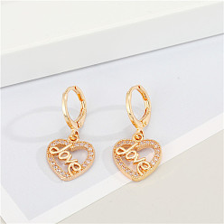 earrings Chic Heart-Shaped Necklace Set with Zirconia Stud Earrings and Love Letter Pendant for Women