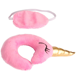 Pink Unicorn Cloth Doll Eye Mask & U Shaped Pillow, for 18 inch American Girl Doll Supplies, Pink, 100mm