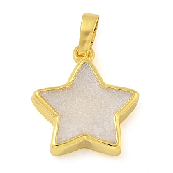 Белый Подвески из латуни с эмалью в стойку, долговечный, без свинца и без кадмия, реальный 18 k позолоченный, звезда очарование, белые, 17x15x4 мм, отверстие : 3x5 мм