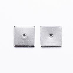 Stainless Steel Color 304 Stainless Steel Spacers Beads, Squrae, Stainless Steel Color, 8x8mm, Hole: 1mm