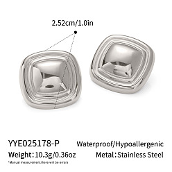 Серебро 304 квадратные серьги-гвоздики из нержавеющей стали, серебряные, 25.2 мм