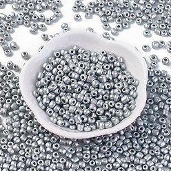 Silver Baking Paint Glass Seed Beads, Silver, 6/0, 4~5x3~4mm, Hole: 1~2mm, about 500pcs/50g, 50g/bag, 18bags/2pounds