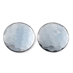Light Steel Blue Glass Cabochons, Flat Back & Back Plated, Faceted, Flat Round, Light Steel Blue, 32x30x4~4.5mm