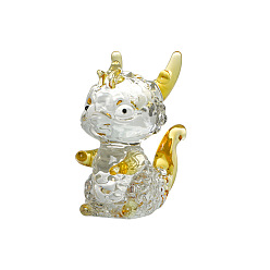 Gold Handmade Lampwork Dragon Figurines, for Home Desktop Feng Shui Decoration, Gold, 22x41x40mm