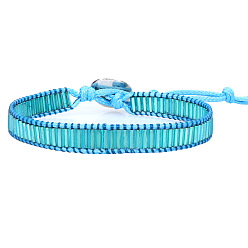 2 Glass Tube Beaded Handmade Bracelet with Waxed Thread - Handcrafted, Weave, Handmade.