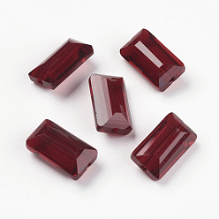 Dark Red Imitation Austrian Crystal Beads, Grade AAA, Faceted, Rectangle, Dark Red, 10x15.5x7mm, Hole: 0.9~1mm