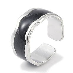 Нержавеющая Сталь Цвет 304 эмалевые кольца на пальцах манжеты из нержавеющей стали, широкие открытые кольца для женщин, цвет нержавеющей стали, регулируемый, 9 мм