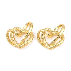 Real 18K Gold Plated Brass Pendants, Double Heart Charms, Real 18K Gold Plated, 18x19x6.5mm