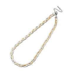 Mixed Color 304 Stainless Steel Interlocking Triple Herringbone Chain Necklace for Men Women, Mixed Color, 14.57 inch(37cm)