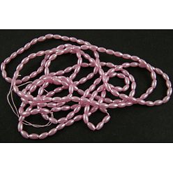 Pink Акриловые бусины, стиль имитации жемчуга, розовые, шириной около 4 мм, 8 мм длиной, отверстия : 1 mm , 7000 шт / 500 г