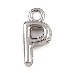 Letter P 304 Edelstahl Reize, Gestell, langlebig überzogen, Platin Farbe, Buchstaben p, 9x4x2 mm, Bohrung: 1.2 mm