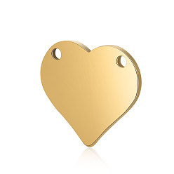Golden 201 Stainless Steel Stamping Blank Tag Pendants, Manual Polishing, Heart, Golden, 15x16x1mm, Hole: 1.5mm