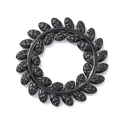 Bronze Placage ionique (ip) 304 anneaux de liaison en acier inoxydable, feuille couronne, gris anthracite, 22x1.5mm, diamètre intérieur: 10 mm
