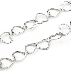 Stainless Steel Color 201 Stainless Steel Heart Link Chains, Soldered, with Spool, Stainless Steel Color, 9x10x0.5mm, about 32.8 Feet(10m)/roll