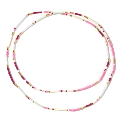 Pearl Pink Ethnic Style Seed Beaded Double Layers Wrap Style Bracelet, Pearl Pink, 26 inch(66cm)